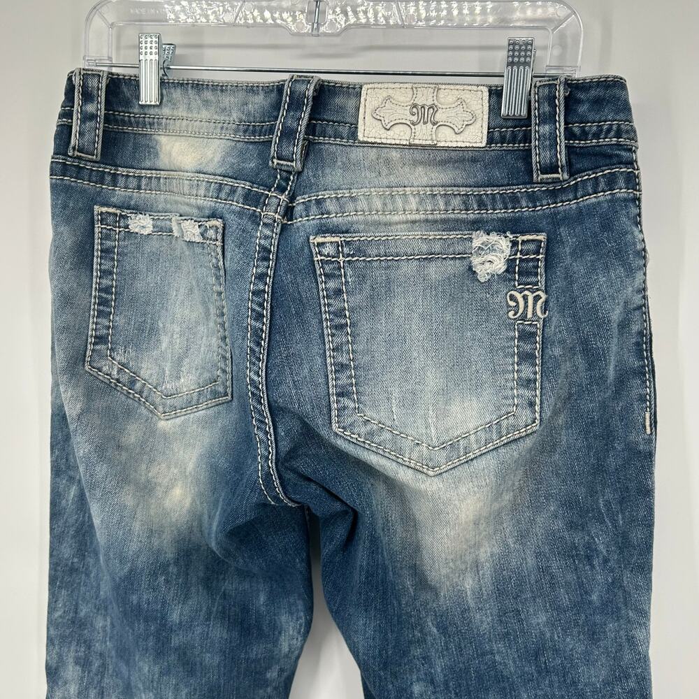 VTG Y2k Women's Low Rise Stone Wash MISS ME Aztec Cuffed Signature Skinny Jeans - Picture 6 of 7
